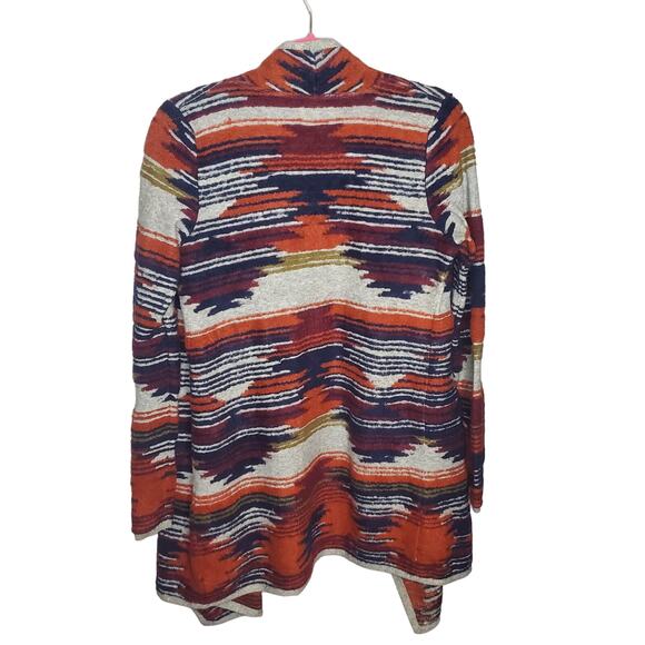 Lucky Brand Drape Front Aztec Sweater Cardigan Women's Size Small Blue Orange - Picture 13 of 15